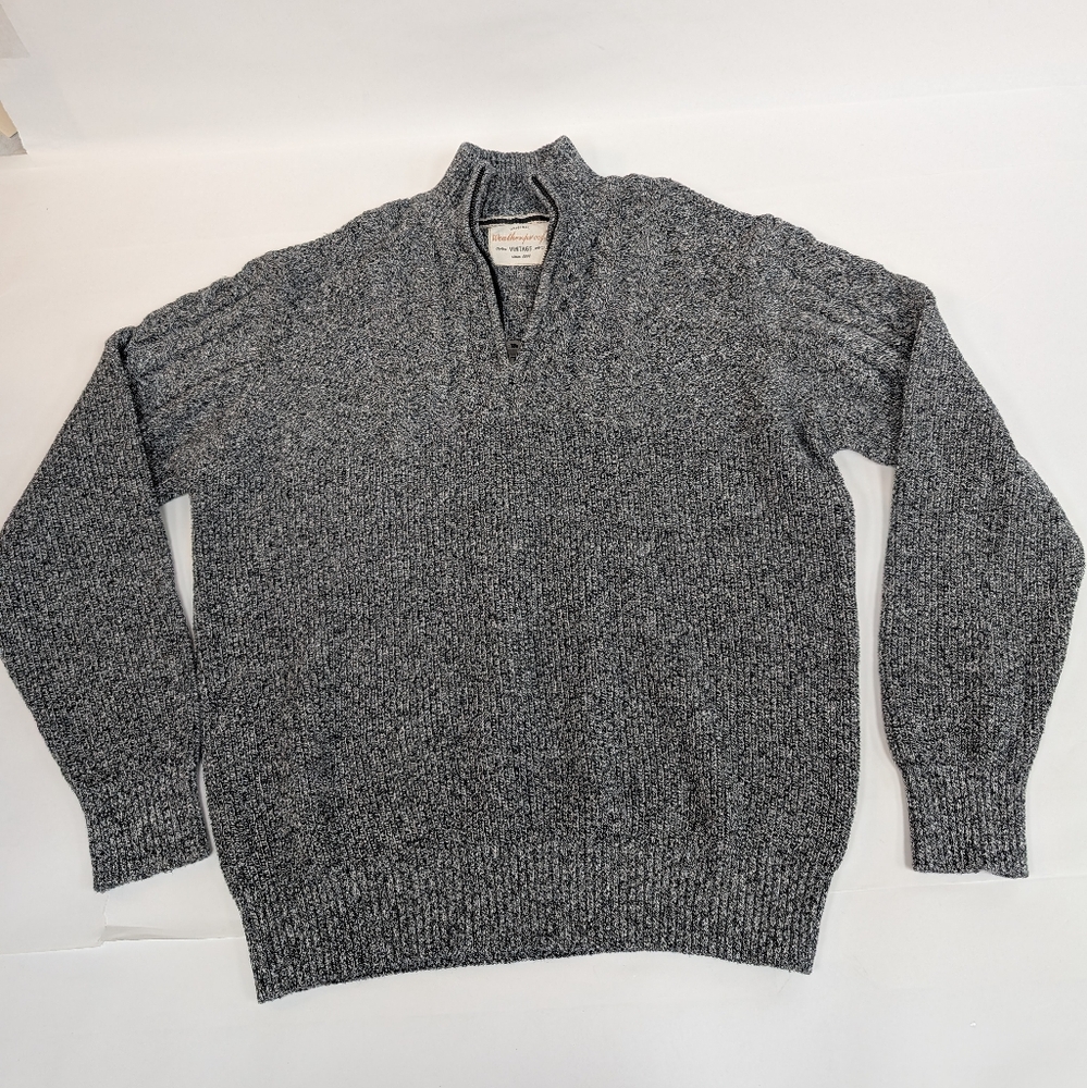 Weatherproof Gray Half Zip Knit Pullover 100% Cot… - image 1